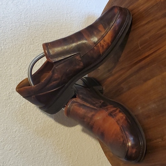 Ecco- Mens Distressed Leather Dress Shoes Slip on Neutral Comfy! Like New! Sz.10 - Picture 1 of 13